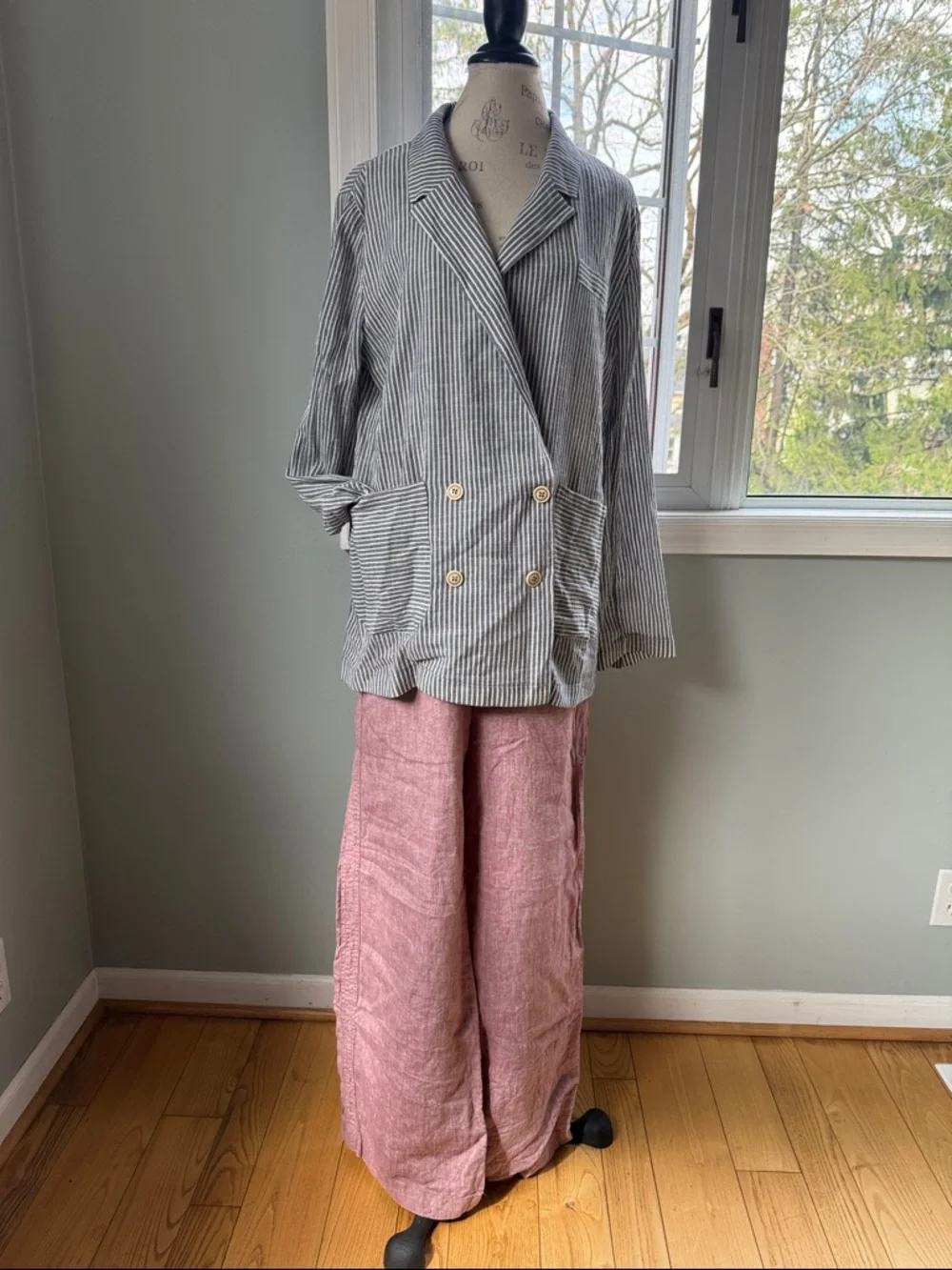 Outerwear Yargici relaxed fit blue white‎ striped double breasted summer blazer